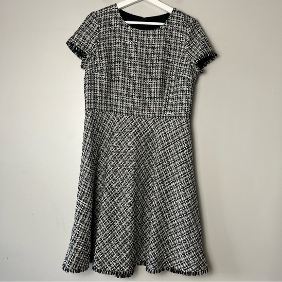 Talbots Fit and Flare Black and White Tweed Dress 10 Petite - Picture 1 of 10